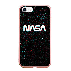 Чехол iPhone 7/8 матовый NASA: Space Glitch, цвет: 3D-светло-розовый