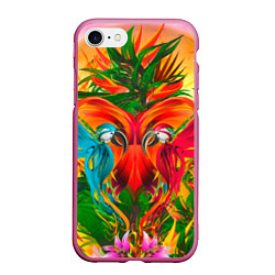 Чехол iPhone 7/8 матовый Яркие тропики, цвет: 3D-малиновый