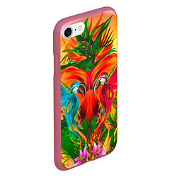 Чехол iPhone 7/8 матовый Яркие тропики, цвет: 3D-малиновый — фото 2