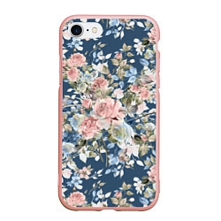Чехол iPhone 7/8 матовый Цветущие розы, цвет: 3D-светло-розовый