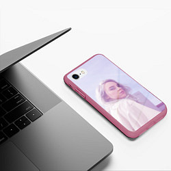 Чехол iPhone 7/8 матовый Billie Eilish: Light Pink, цвет: 3D-малиновый — фото 2