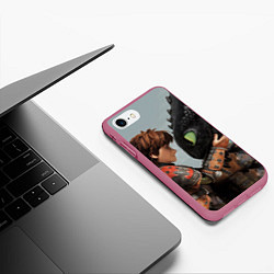 Чехол iPhone 7/8 матовый Как приручить дракона, цвет: 3D-малиновый — фото 2
