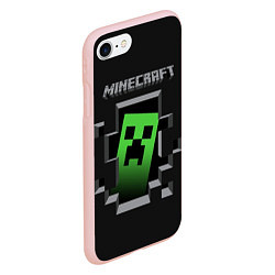 Чехол iPhone 7/8 матовый Minecraft Creeper, цвет: 3D-светло-розовый — фото 2