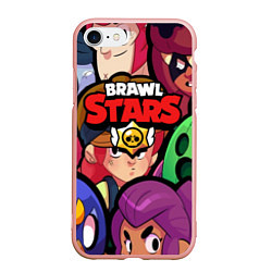 Чехол iPhone 7/8 матовый Brawl Stars: Heroes, цвет: 3D-светло-розовый