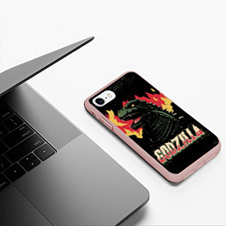 Чехол iPhone 7/8 матовый Flame Godzilla, цвет: 3D-светло-розовый — фото 2