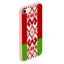 Чехол iPhone 7/8 матовый Беларусь флаг, цвет: 3D-светло-розовый — фото 2