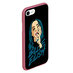 Чехол iPhone 7/8 матовый Billie Eilish, цвет: 3D-малиновый — фото 2