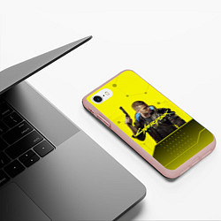 Чехол iPhone 7/8 матовый CYBERPUNK 2077, цвет: 3D-светло-розовый — фото 2