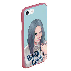 Чехол iPhone 7/8 матовый Billie Eilish: Bad Guy, цвет: 3D-малиновый — фото 2