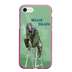 Чехол iPhone 7/8 матовый Billie Eilish: Green Motive, цвет: 3D-малиновый