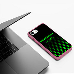 Чехол iPhone 7/8 матовый Billie Eilish: Green & Black Autograph, цвет: 3D-малиновый — фото 2