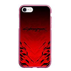 Чехол iPhone 7/8 матовый Cyberpunk 2077: Red Techno, цвет: 3D-малиновый