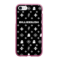 Чехол iPhone 7/8 матовый Billie Eilish: Black Pattern, цвет: 3D-малиновый