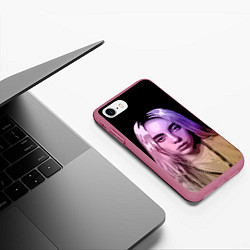 Чехол iPhone 7/8 матовый BILLIE EILISH: Violet Mood, цвет: 3D-малиновый — фото 2