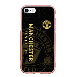 Чехол iPhone 7/8 матовый Манчестер Юнайтед - team coat of arms, цвет: 3D-светло-розовый