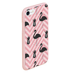 Чехол iPhone 7/8 матовый Черный фламинго арт, цвет: 3D-светло-розовый — фото 2