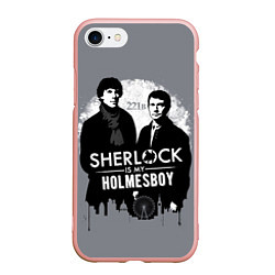 Чехол iPhone 7/8 матовый Sherlock Holmesboy, цвет: 3D-светло-розовый