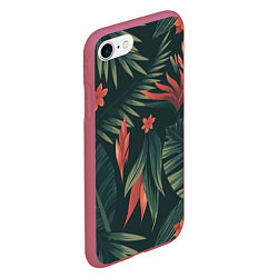 Чехол iPhone 7/8 матовый Тропический комуфляж, цвет: 3D-малиновый — фото 2