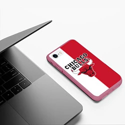 Чехол iPhone 7/8 матовый CHICAGO BULLS, цвет: 3D-малиновый — фото 2