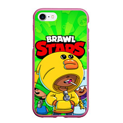 Чехол iPhone 7/8 матовый BRAWL STARS LEON, цвет: 3D-малиновый