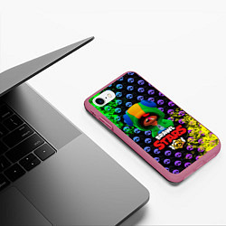 Чехол iPhone 7/8 матовый Brawl Stars LEON, цвет: 3D-малиновый — фото 2