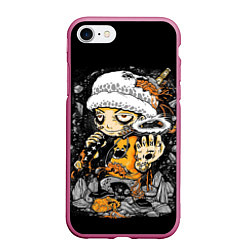 Чехол iPhone 7/8 матовый One Piece, цвет: 3D-малиновый