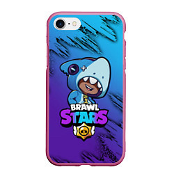 Чехол iPhone 7/8 матовый Brawl Stars LEON SHARK, цвет: 3D-малиновый