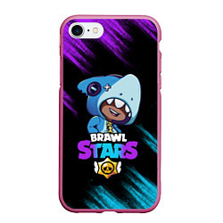 Чехол iPhone 7/8 матовый Brawl Stars LEON SHARK, цвет: 3D-малиновый