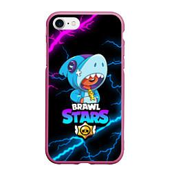 Чехол iPhone 7/8 матовый BRAWL STARS LEON SHARK, цвет: 3D-малиновый