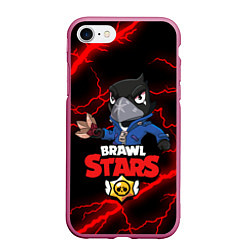 Чехол iPhone 7/8 матовый BRAWL STARS CROW, цвет: 3D-малиновый