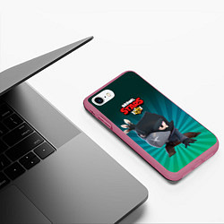 Чехол iPhone 7/8 матовый Brawl Stars Crow, цвет: 3D-малиновый — фото 2