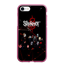 Чехол iPhone 7/8 матовый Slipknot, цвет: 3D-малиновый