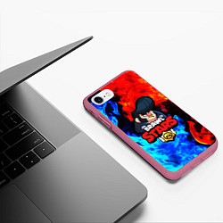 Чехол iPhone 7/8 матовый BRAWL STARS BULL, цвет: 3D-малиновый — фото 2