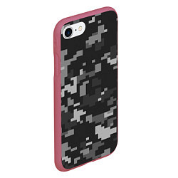 Чехол iPhone 7/8 матовый Пиксельный камуфляж, цвет: 3D-малиновый — фото 2
