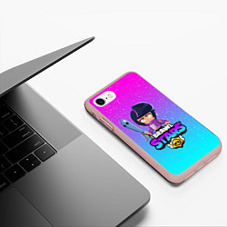 Чехол iPhone 7/8 матовый BRAWL STARS BIBI, цвет: 3D-светло-розовый — фото 2