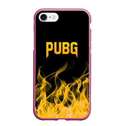 Чехол iPhone 7/8 матовый PUBG, цвет: 3D-малиновый