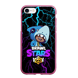 Чехол iPhone 7/8 матовый Brawl Stars LEON SHARK, цвет: 3D-малиновый