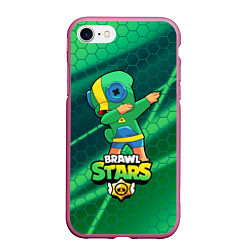 Чехол iPhone 7/8 матовый Brawl Stars Leon, Dab, цвет: 3D-малиновый