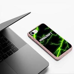 Чехол iPhone 7/8 матовый MINECRAFT STORM, цвет: 3D-светло-розовый — фото 2