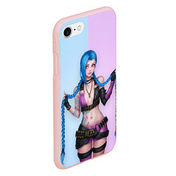 Чехол iPhone 7/8 матовый League of Legends Jinx, цвет: 3D-светло-розовый — фото 2