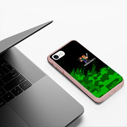 Чехол iPhone 7/8 матовый MINECRAFT, цвет: 3D-светло-розовый — фото 2