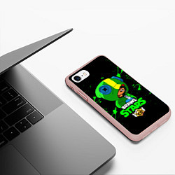 Чехол iPhone 7/8 матовый Brawl Stars LEON, цвет: 3D-светло-розовый — фото 2