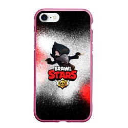 Чехол iPhone 7/8 матовый BRAWL STARS CROW, цвет: 3D-малиновый