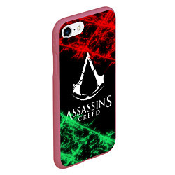 Чехол iPhone 7/8 матовый Assassin’s Creed: Red & Green, цвет: 3D-малиновый — фото 2