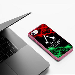 Чехол iPhone 7/8 матовый Assassin’s Creed: Red & Green, цвет: 3D-малиновый — фото 2