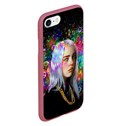 Чехол iPhone 7/8 матовый Billie Eilish, цвет: 3D-малиновый — фото 2