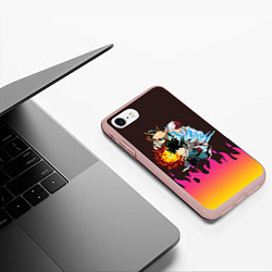 Чехол iPhone 7/8 матовый MY HERO ACADEMIA разноцветное пламя, цвет: 3D-светло-розовый — фото 2