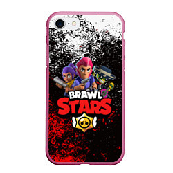 Чехол iPhone 7/8 матовый BRAWL STARS, цвет: 3D-малиновый