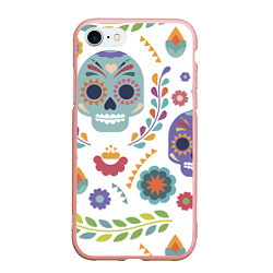 Чехол iPhone 7/8 матовый Мексиканские мотивы, цвет: 3D-светло-розовый