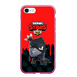 Чехол iPhone 7/8 матовый BRAWL STARS CROW, цвет: 3D-малиновый